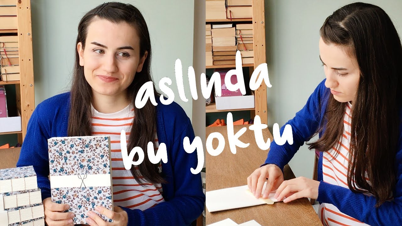 DEFTER YAPIMI VLOG #6 | kumaş kaplı defter yapımı, koptik dikişli çiçekli defterler