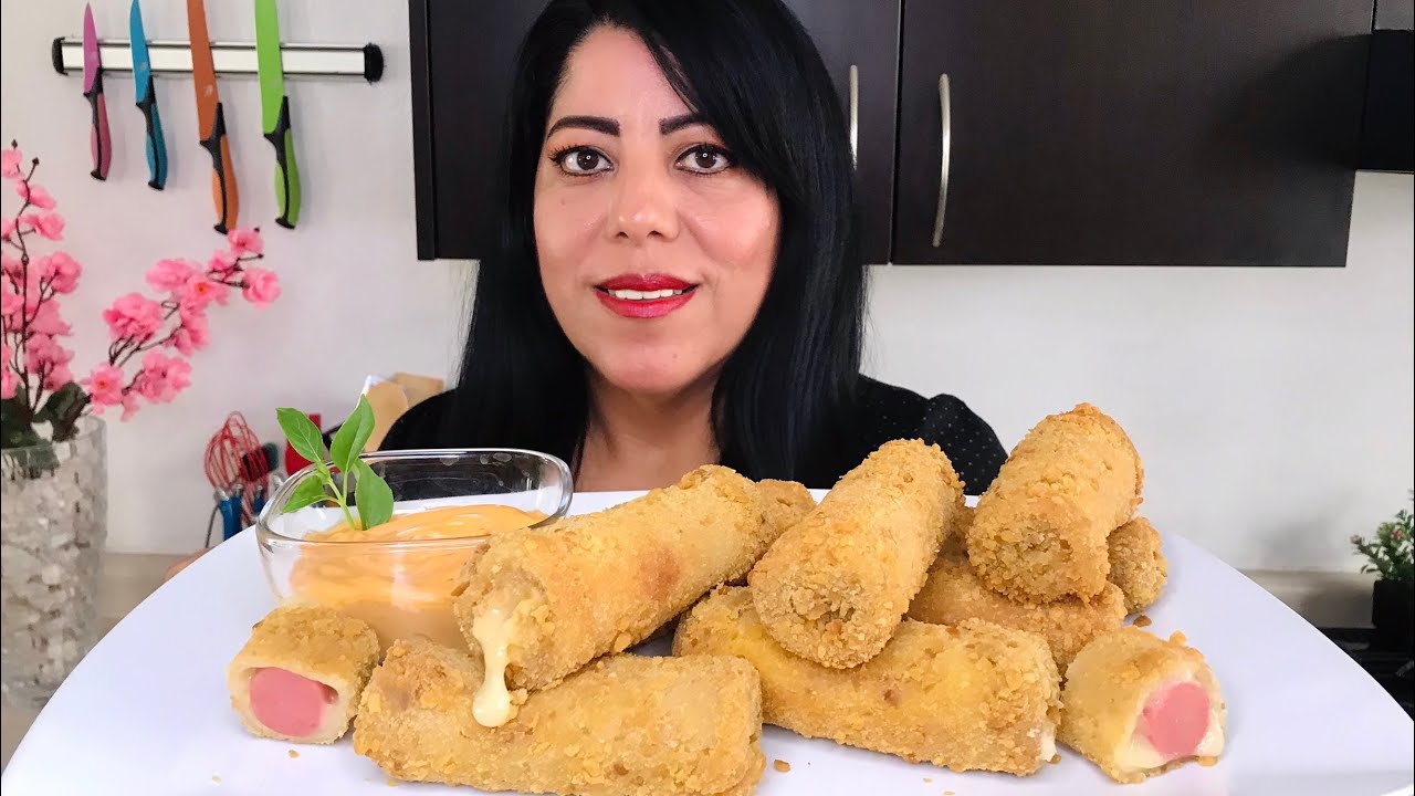 ASMR ROLLITOS DE SALCHICHA CON QUESO