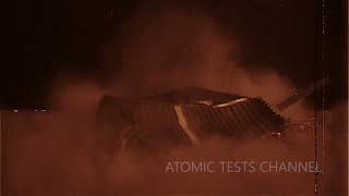 ATOMIC BOMB SHOCK WAVE AND BLAST WAVE HIT VARIOUS BUILDINGS