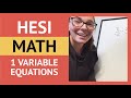 HESI Entrance Exam Equations with 1 Variable
