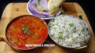 Moong Masala and Jeera Rice Recipe | Whole Moong Dal Curry and Cumin Rice | Simple Indian Dinner