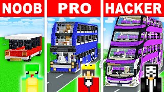 NOOB vs PRO: BUS STATION HOUSE Build Challenge In Minecraft! screenshot 1