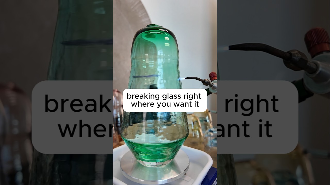 Breaking glass right where you want it stemless wine glass #reallygoodstuff #glassblowing #glassart