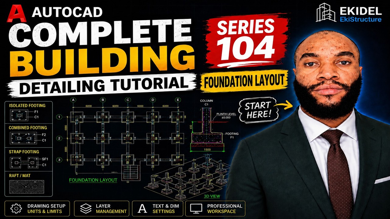 AutoCAD Complete Building Detailing Tutorial I Foundation Layout I ...