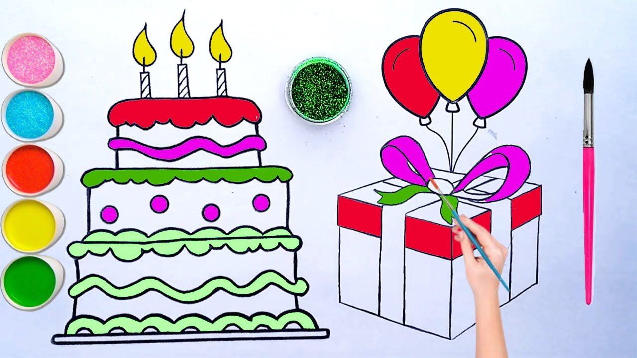 How to draw a Birthday Cake 🎂 step by step | Birthday cake easy drawing ...