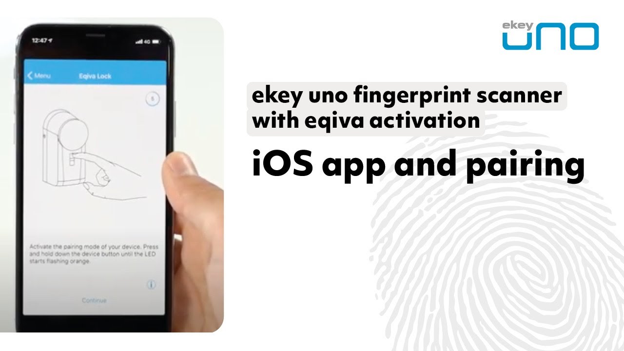 ekey uno fingerprint scanner with eqiva activation ios app and pairing youtube