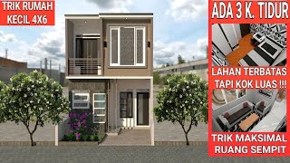 Desain Rumah 4x6 Meter 2 Lantai Dengan 3 Kamar Tidur