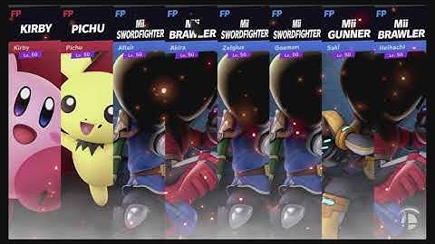 Super Smash Bros Ultimate Amiibo Fights – Request #15273 Kirby & Pichu vs Mii army