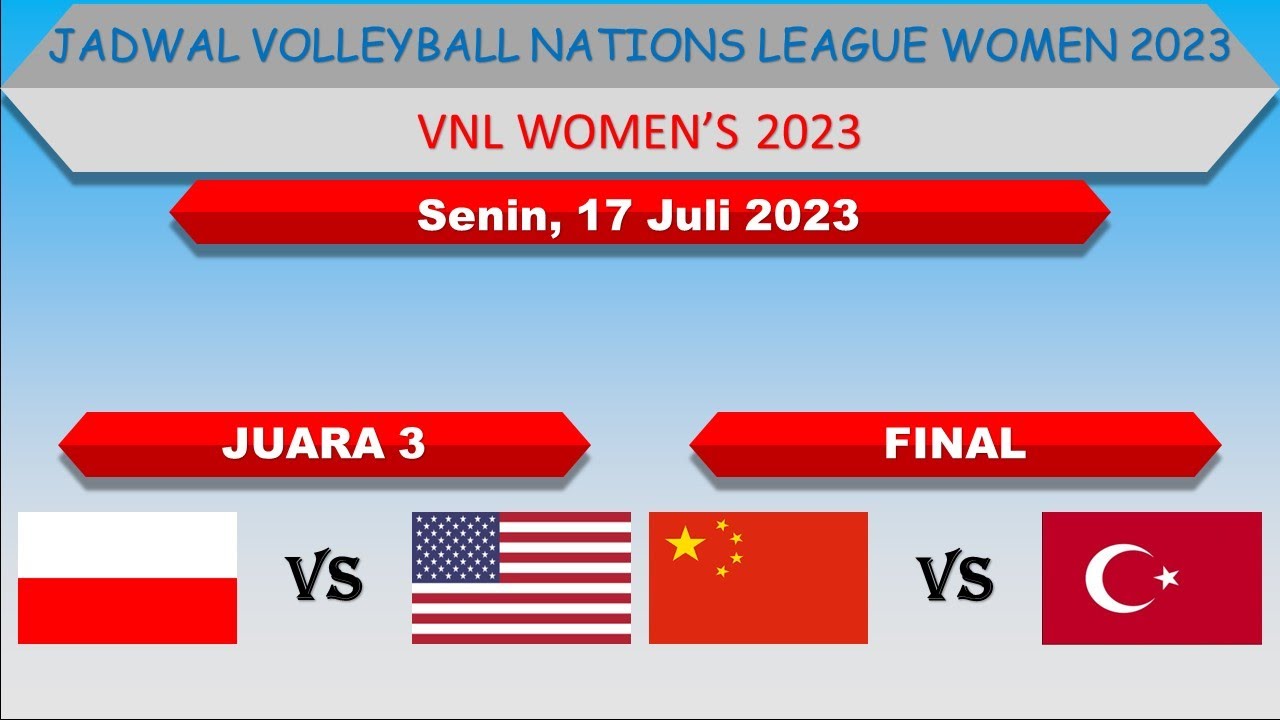 Jadwal Final Volleyball Nations League Women’s 2023 │ China vs Turki