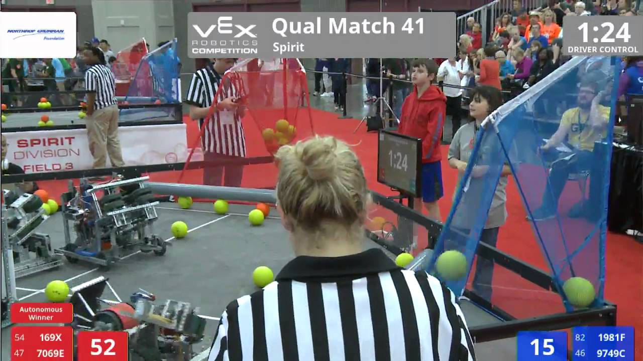 VEX Worlds 2016 - VRC Middle School - Spirit - Qual 41 (169X 7069E) 185 vs 119 (1981F 9749C)