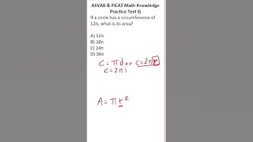 ASVAB/PiCAT Math Knowledge Practice Test Q:  Circumference and Area of a Circle #acetheasvab