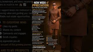 NEW WEEK APPRECIATION WITH YOUR REAL ESTATE HUNTER #wealthbuilding #lagosrealestate #wealthbuilders