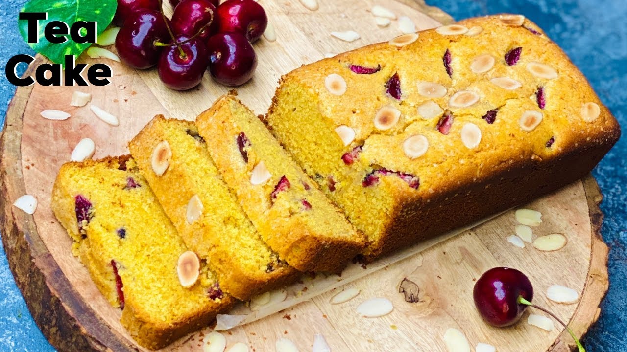 Cherry Almond Tea Cake | Made with Wheat & Almond Flour | Tea Cake | FlavourfulFood By Priya | Flavourful Food