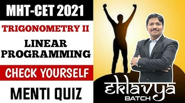 Menti Quiz Live | MATHS | Trigonometry ll | Eklavya Batch for MHT-CET 2021