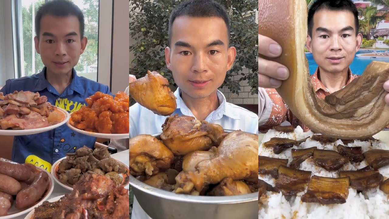 Mukbang Foodie Meat 🍖🥓 Pork Chicken 🍗 Noodles 🍜 with Chinese food #noodles #pork #mukbang #meat 