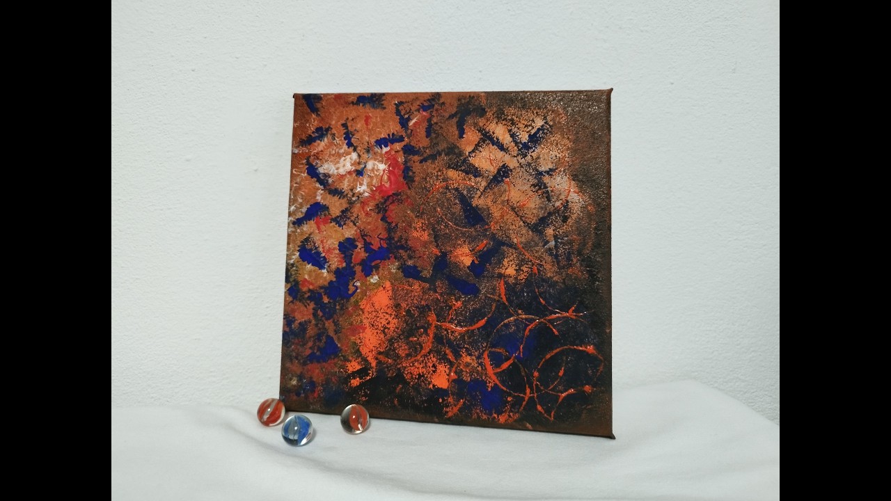 🧡💙🧡 Abstract Painting with Sponge | Acrylic painting | Art Therapy 💙🧡💙