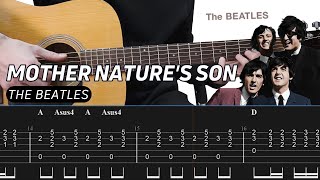 The Beatles - Mother Nature&#39;s Son (Guitar lesson with TAB)