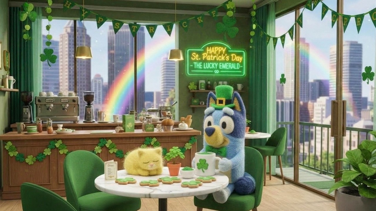 Lucky Morning Coffee with Bluey ☘️🌈 Relaxing Lo-Fi Jazz for Happy Mood & St. Patrick’s Day Vibes