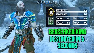 BERSERKER KING DESTROYED IN 5 SECONDS - OP BUILD (NO DAMAGE) - God Of War Ragnarok