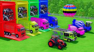 Garage with Colors ALL MIXER TRUCK WITH DOUBLE FLATBED TRAILER TRUCK, VOLVO, AXOR, FIRE, FS25 #397 screenshot 2