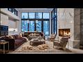 Winter Fireplace Retreat 🕯️ Cozy Luxury Home with Snowfall for Relaxation &amp; Sleep