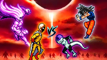 Accurate Saitama SM & Boros V2 VS Black Frieza V2 OP & Goku TP OP (all form) in Jump Force Mugen🔥