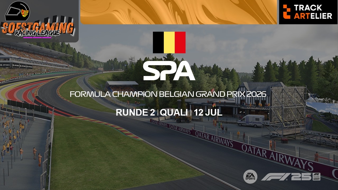 Soestgaming Racing League Champion | Season 5 | Quali 02 | Spa | powered by TrackArtelier
