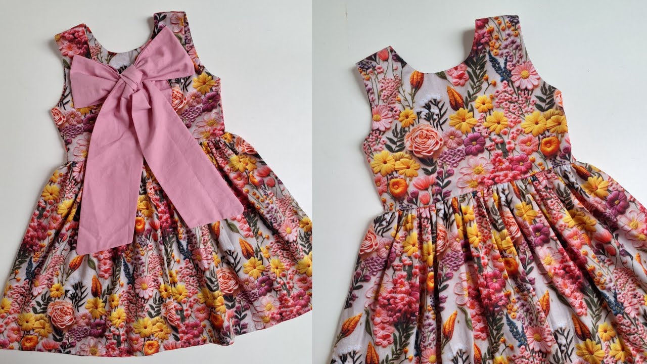 COMO CORTAR E COSTURAR VESTIDO INFANTIL COM LAÇO NAS COSTAS