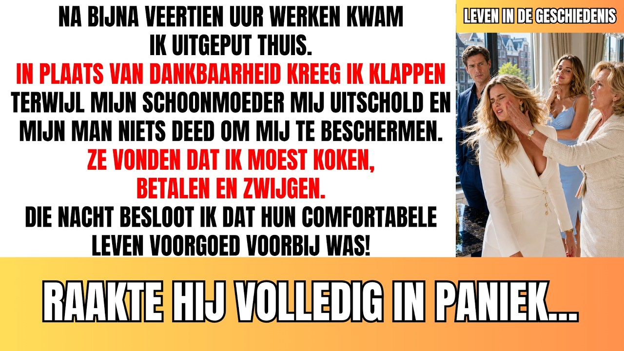 Ik had mijn sleutel nog maar net in het slot gedraaid of hij stond al voor me. Drie klappen, en ik viel achteruit tegen het schoenenkastje. „Durf jij op dit tijdstip thuis te komen?” schreeuwde...
