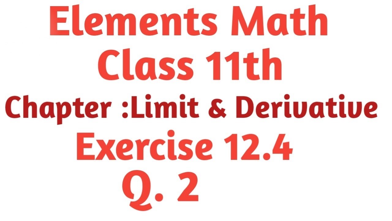 Class 11th math chapter 12 exercise 12.4 Q.2 - YouTube