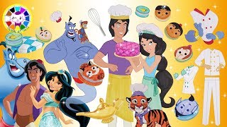 Paper Dolls Princess Jasmine and Aladdin dress up like Pastry Chef Handmade dolls craft