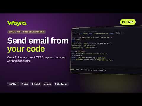 Send Transactional Email From Your App (Node.js fetch) | Woyra Email API