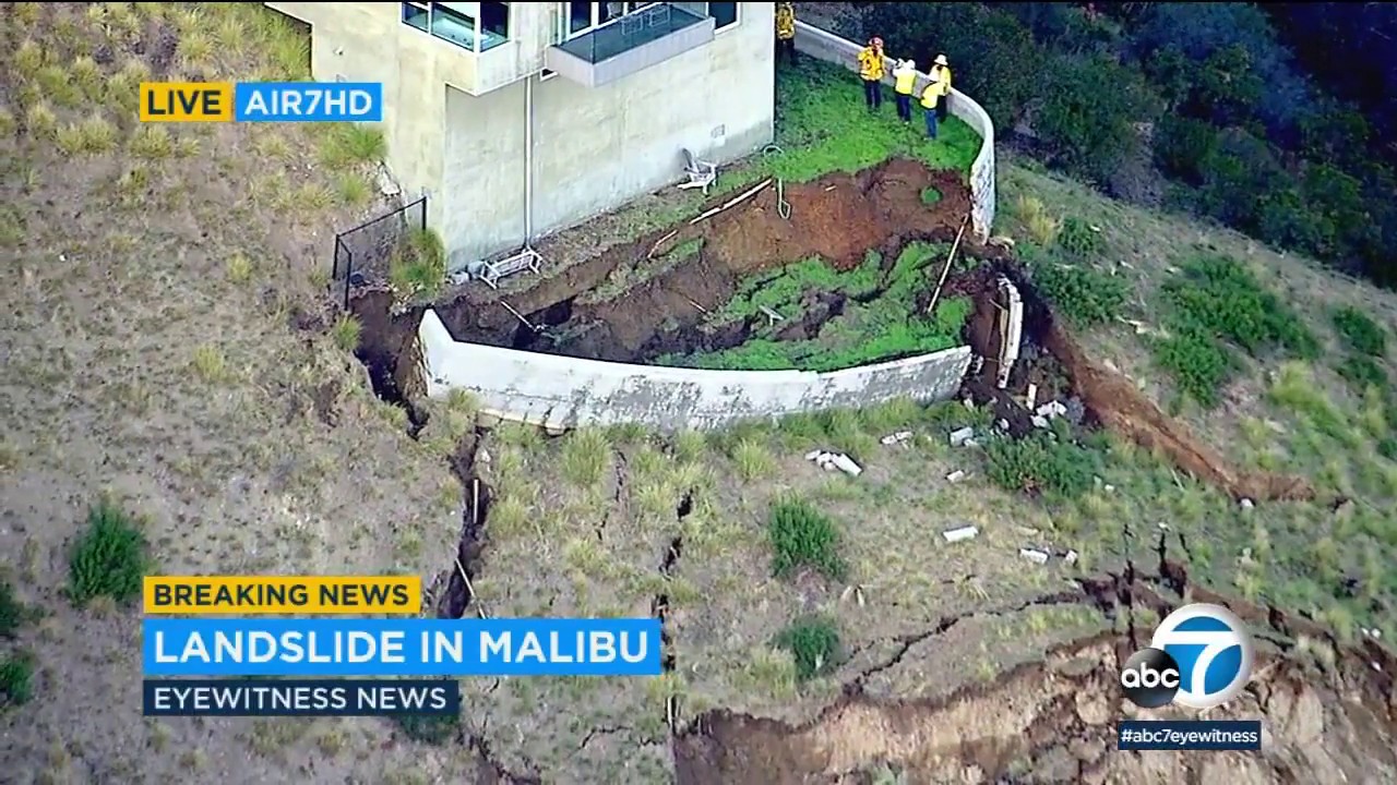 Ground Crumbles Around Malibu Home Amid Active Landslide Abc7 Youtube