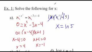 Pre-Calculus 3.4: Exponential and Logarithmic Equations part 1