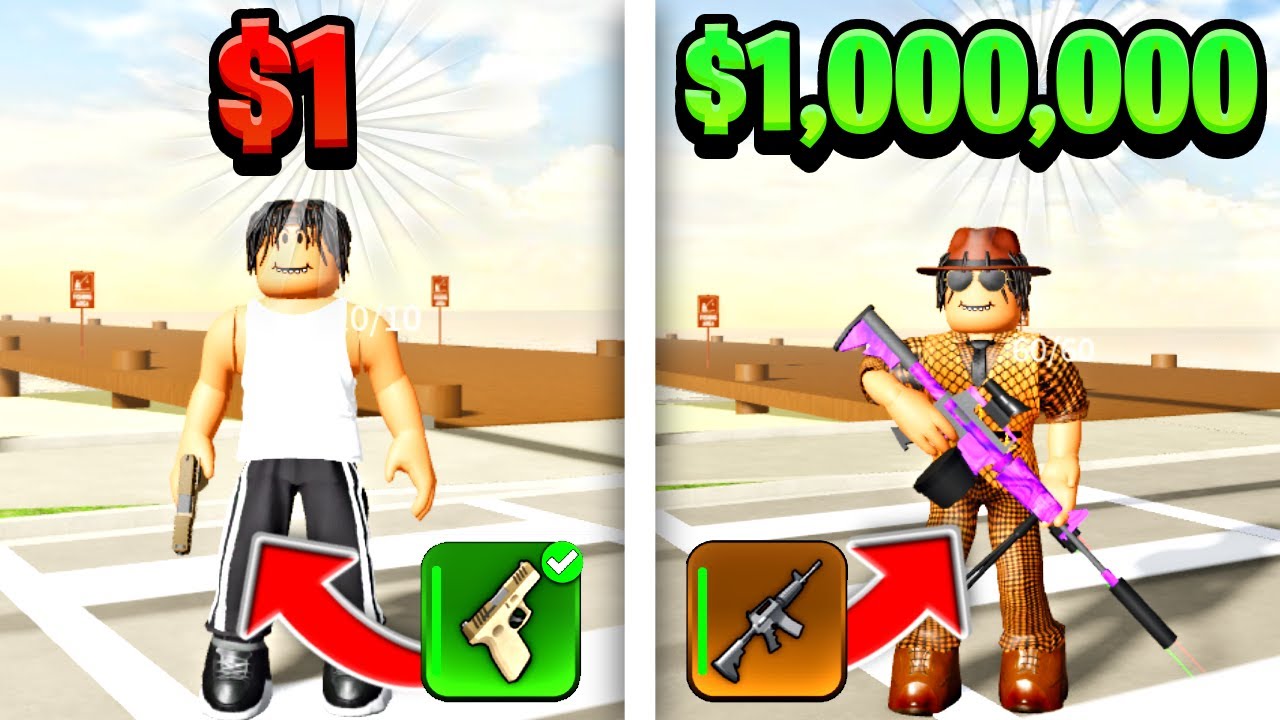 ОРУЖИЕ ЗА 1 ДОЛАРОВ ПРОТИВ 1 000 000 ДОЛАРОВ, КОТОРОЕ МОЖНО УДАРИТЬ ПО МОИМ ПРОТИВНИКАМ В ROBLOX ...