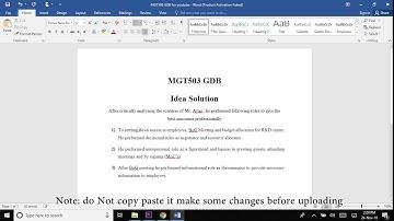 MGT503 GDB:1 Solution Mintzberg Managerial Roles