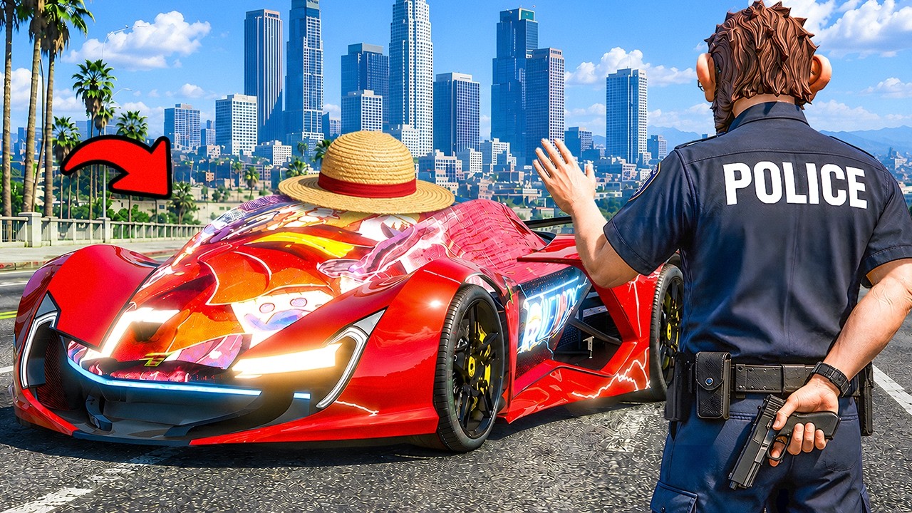 Stealing ANIMATED LUFFY FERRARI as a Fake Cop sa GTA 5