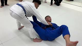 The basics of the Pants Grip Modified X-Guard, and the transition