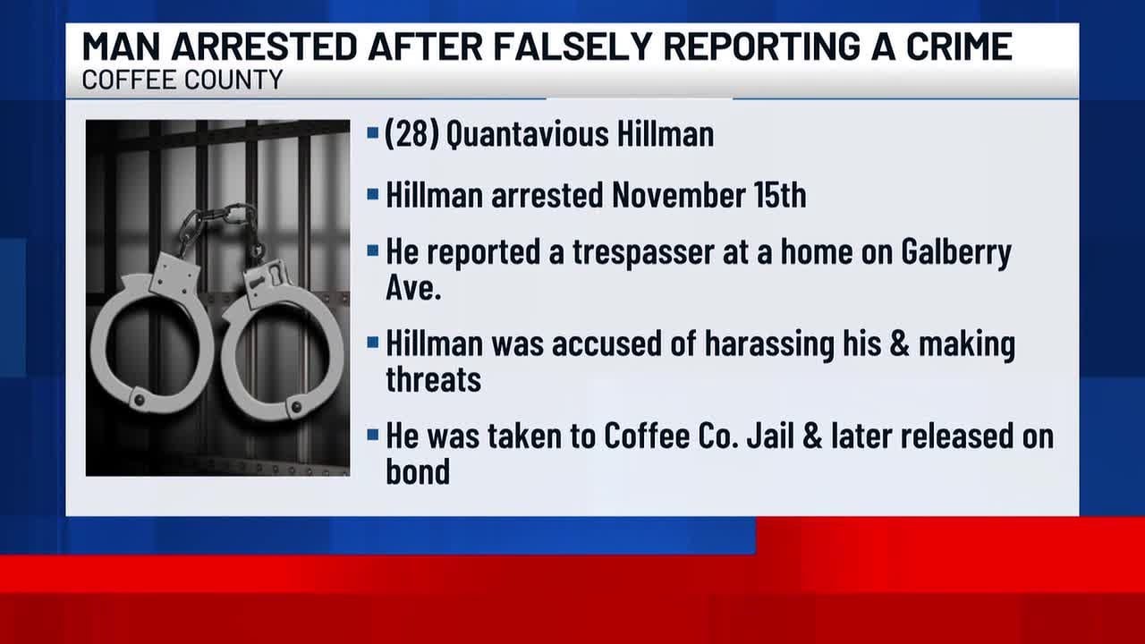 Coffee County man arrested after falsely reporting a crime