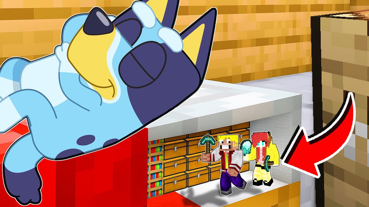 CONSTRUYO UNA BASE SECRETA DEBAJO DE LA CASA DE BLUEY EN MINECRAFT