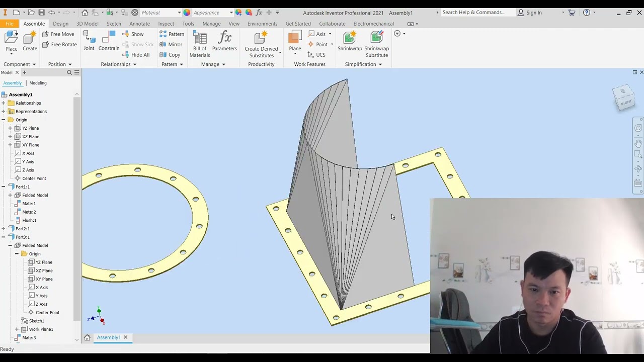 Autodesk Inventor Sheet Metal Tutorial Hopper Design & Assembly PART 04