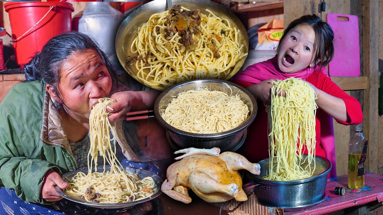 Village style Local Chicken Thukpa Soup making & eating | Noodle Soup in Village | Village Food Vlog