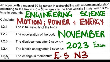 Engineering Science N3 Motion , Power and Energy November 2023 @mathszoneafricanmotives @mathwithlightone
