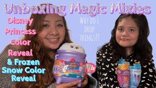 Why am I so clumsy? Unboxing Magic Mixies, Disney Princess Color Reveal, & Frozen Snow Color Reveal!