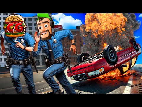 OB & I Caused a HUGE Highway Crash & Broke Police Simulator!