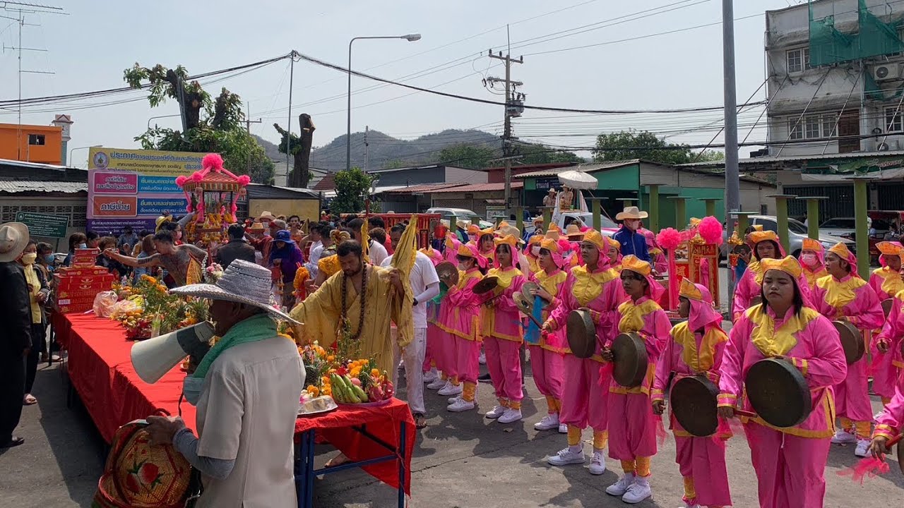 ล่อโก้วลูกเจ้าพ่อเขาตก南天門大鑼鼓 พระพุทธบาท สระบุรี  ปี66 บรรเลงเพลง ชวยโก้ ตลาดพุทธบูชา