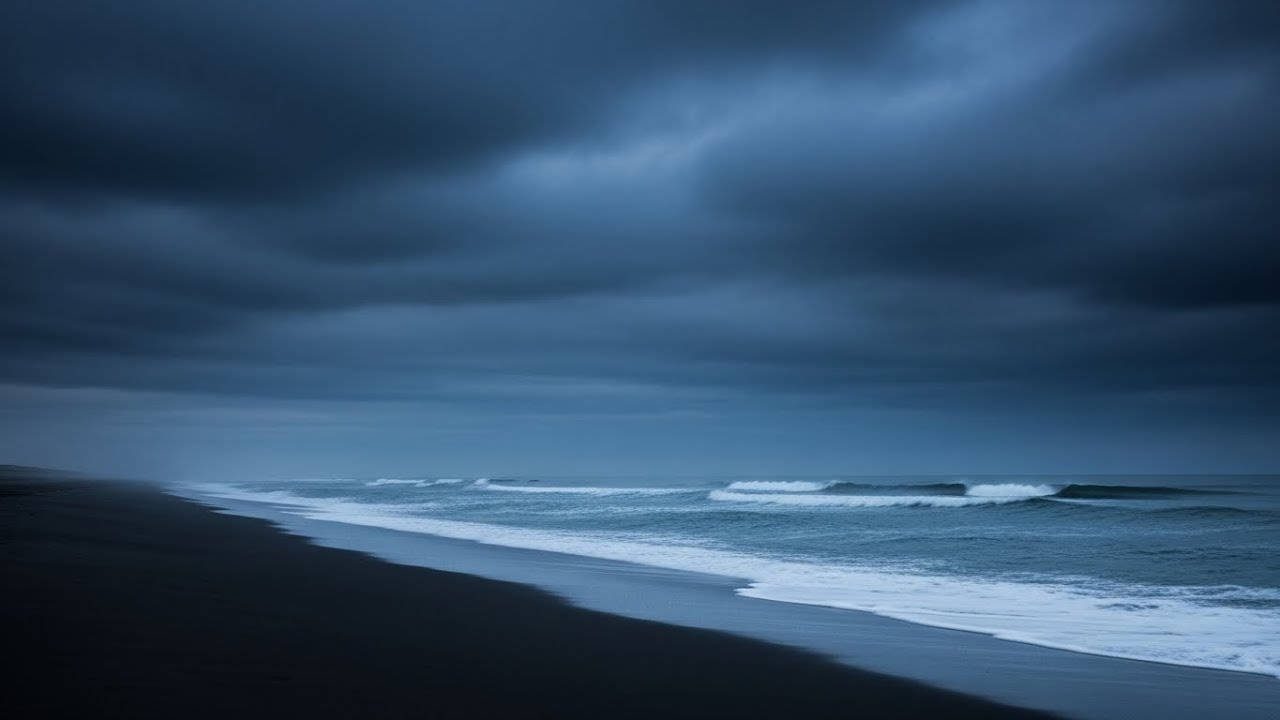 Quiet Night Ocean Ambience | Dark Screen for Calm Breathing and Mental Ease with Calm Ocean Rhythm