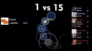 Vaxei v.s THE WORLD | 1v15 osu! Multiplayer