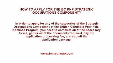 How to apply for the BC PNP Strategic Occupations Component?