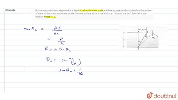 An isotropic point source is placed at a depth h below the water surface. A floating opaque dis...